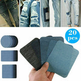 20pcs Ironing Stitching Denim Fabric Patch DIY Design Jeans  Denim Patch Repair Kit Household Apparel Sewing Tool
