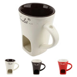 Chocolate Melting Fondue Mug Ceramic Butter Warmer Pot Chocolate Melting Supplies with Fork for Kitchen