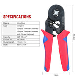 Alloy Steel Crimper with 1200pcs Terminal Connector for 0.25~10 mm² Wires, 23~7 AWG, 175mm Length, 377g Weight