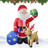 Santa Claus Inflatable Outdoor Decorations 6ft / 183cm Blow Up Santa With Gift Box And Reindeer Giant Lighted Seasonal