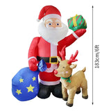 Santa Claus Inflatable Outdoor Decorations 6ft / 183cm Blow Up Santa With Gift Box And Reindeer Giant Lighted Seasonal