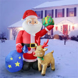 Santa Claus Inflatable Outdoor Decorations 6ft / 183cm Blow Up Santa With Gift Box And Reindeer Giant Lighted Seasonal
