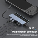 6 in 1 Steam Deck Rog Ally Docking Station Stand 3*USB 3.0 HDTV 4K@60Hz Gigabit Ethernet PD Hub