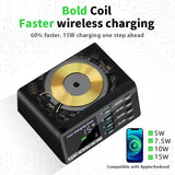 Multifunctional 8-Port PD 45W QC3.0 Fast Charger New Wireless Charging Station for iPad & Mobile Phone Fast Desktop Hub