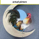 Metal Wall Hanging Sign Rooster Moon Wall Decor Wall Unique Arts For Farmhouse Home Garden Decor Durable Easy To U