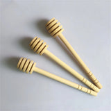 100pcs 15cm Wood Honey Dipper Stick Spoon Dip Drizzler Server for Honey Jar Dispense