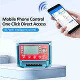 WiFi+BT MPPT Solar Charger Controller 30A 12V/24V/36V/48V/60V LCD Display Dual USB 5V Output APP Remote Control Solar Charge