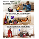 Boombox CD Player Portable Cassette AM FM Radio Bluetooth Speakers AUX USB MP3 Plays With Remote Control