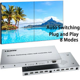 Auto Switching 4K 4x4 HDMI Video Wall Controller 2x2 Multi Screen Monitors Splicing Processor TV Splicer 180° Flip Bezel Adjust