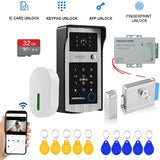New WiFi Tuya Doorbell 1080P HD Video Door Phone Intercom System with Code Keypad Access Fingerprint Unlock add Electric lock