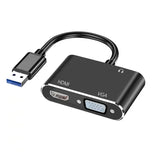 3 in 1 USB 3.0 to HDMI VGA Audio Video Converter Adapter 1080P 4K Dual Screen Display HDMI-Compatible for PC Laptop Projector