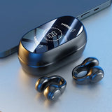 New Mirror Surface Digital Display Soft Silicone Ear Clip Wireless Bluetooth Headphones with Noise Reduction, High-Definition