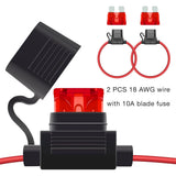 2Pcs Waterproof Standard Inline Fuse Holder 10/12/14/16/18  AWG Wire ATM Blade Fuse 10A 15A 20A 30A 40A for Boat RV  Truck