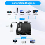 8K 1x2 HDMI Splitter 1 IN 2 Out Dual Display 1 To 2 Splitter 8K60hz 4K120hz 1080P240hz Video Distributor for PS5 Laptop PC To TV