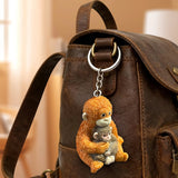 3D Resin Monkey Keyring Charm Pendant Lightweight Cute Monkey Holding Plush Pendant for Women Girls Backpack Purse Car Keys