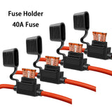 10 Gauge Inline Fuse Holder 12V - 10AWG Automotive Waterproof  Blade Fuse Holder with 4pcs 40 AMP ATC/ATO Standard Fuses (4Pack)