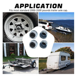 1.98 Inch Trailer Hub Caps(4PCS) Snug-Fit With Rubber Plugs Installation Tool Rust-Resistant Bearing Dust Caps