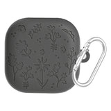 Engraved Flower Protective Skin Cover for Samsung Galaxy Buds4/4Pro Soft Silicone Protector with Keychain Scratch-Resistant