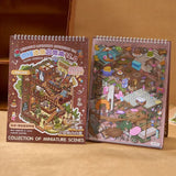 New PET Miniature Scene Collection Cartoon DIY 3D Pocket Cabin Scene Stickers Visual Stacking 3D Landscape Sticker Book