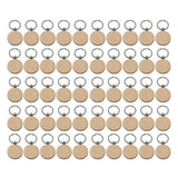 GW-50Pcs Blank Round Wooden Key Chain Diy Wood Keychains Key Tags Can Engrave Diy Gifts