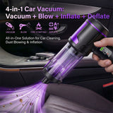 4-in-1 Car Vacuum Cleaner – 17000Pa Strong Suction, Cordless Handheld with Blow LED Lamp, USB-C Fast, Home-Car Universal