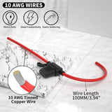 10 Gauge Fuses Holder 12V for ATC/ATO Blade Fuse, Inline Fuse Holder 12V with 10 AWG Wires with 30A 40A Fuse Waterproof -6pcs
