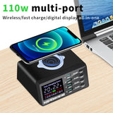 Multifunctional 8-Port PD 45W QC3.0 Fast Charger New Wireless Charging Station for iPad & Mobile Phone Fast Desktop Hub