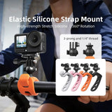 Silicone Action Camera Mount 360° Adjustable Elastic Flexible Bracket Quick Release Rotatable for Insta360/DJI Osmo/GoPro