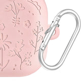 Engraved Flower Protective Skin Cover for Samsung Galaxy Buds4/4Pro Soft Silicone Protector with Keychain Scratch-Resistant