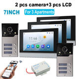 3-4 Unit Home 4 Wire 7inch Touch Wifi Video Intercom for Apartments Residential Video Door Phone System with Tuya APP Unlock
