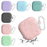 Engraved Flower Protective Skin Cover for Samsung Galaxy Buds4/4Pro Protective Earbuds Case with Keychain Scratch-Resistant