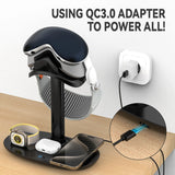 3 in 1 Wireless Charging Station for Apple Vision Pro VR Glasses Hanger Removable Charger Stand for Study Game Room Office