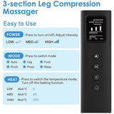 Air Compression Leg Massager with Heat - 6 Mode Recovery Boots for Muscle Relaxation, Lymphatic Drainage and Foot Fatigue Relief