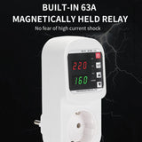 220V 63A Adjustable V/A Protective Socket Digital Display Self-resetting Over Voltage And Under Voltage Protector Safe Socket