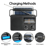R-2011BTS Portable Stereo Radio AM FM SW Radio With TF Card USB Playback, Solar Charging Emergency Radio For Outdoor