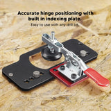 Red and Black Aluminum Alloy Concealed Hinge Jig with 35mm Hole Opener and 2mm Drill Bit for Door Cabinet Furniture Installation