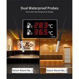 Delighted- Tool Digital Thermometer Swimming Pool Household Indoor Dual Water Temperature External Probe Gauge Large Screen