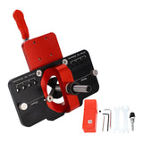 Red and Black Aluminum Alloy Concealed Hinge Jig with 35mm Hole Opener and 2mm Drill Bit for Door Cabinet Furniture Installation