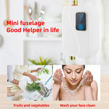 Instant Water Heater 220V 3500W White Mini Electric Tankless Hot Water Heater with LCD Display for Shower Bathroom Kitchen