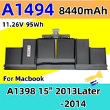 A1494 NCZOBOE Laptop Battery A1245 A1405 A1417  A1495 A1496 A1618 For Macbook A1237 A1304 A1369 A1466 A1398 A1465 A1466 A1398