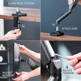 Adjustable Desktop Monitor Bracket 360 Rotation Bracket 13-32 Inch Screens Robotic Arm Floating Screen Effect Screen Free Lift