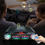 1600W Peak Power HiFi Sound Amplifier FM Radio USB Bluetooth-Compatible Karaoke Player Remote Control 4 Channel HiFi Stereo AMP