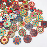 500pcs Mixed Flower Painting Round Wooden Buttons for DIY Sewing Crafting