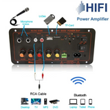 B02B-Bluetooth5.0 Audio 300W Amplifier Board D300 Subwoofer Dual Microphone AMP Amplificatore Module Car Media Player EU Plug