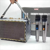 SK-2036 Portable Wireless Bluetooth Microphone Speaker System Dual-Mic Set Karaoke Outdoors Handheld Plaid/Patterned Speakers