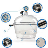 Vacuum Desiccators Transparent Dryer Jar Dryer Glassware Drying Vessel with Pressure Gauge Small Lab Desiccator Vacuum Dryer