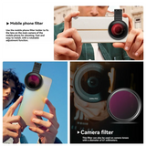 67Mm ND2-ND32 Filter Universal Phone Clip With Threaded Adapter Ring Cold Shoe For Iphone 16 15 Galaxy S24 DSLR