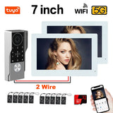 New 2 Wires Tuya 5G Wifi 1080P Video Intercom Video Door Phone 7'' Touch 2pcs Monitor Video Doorbell Door Camera Security System