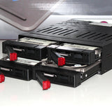 4 Bay 2.5” SATA Hard Drive Mobile Rack Mount for 5.25" Drive Bays for HDD SSD Enclosure w/Led Indicator Built-In Fan
