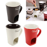 Chocolate Melting Fondue Mug Ceramic Butter Warmer Pot Chocolate Melting Supplies with Fork for Kitchen